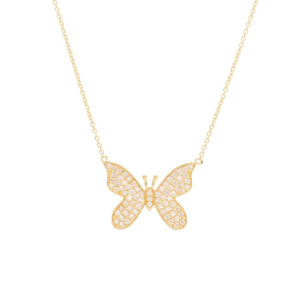 Diamond Butterfly Necklace Yellow Gold
