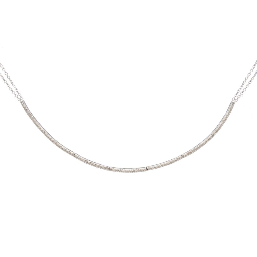 Diamond Hinged Bar Necklace Sterling Silver