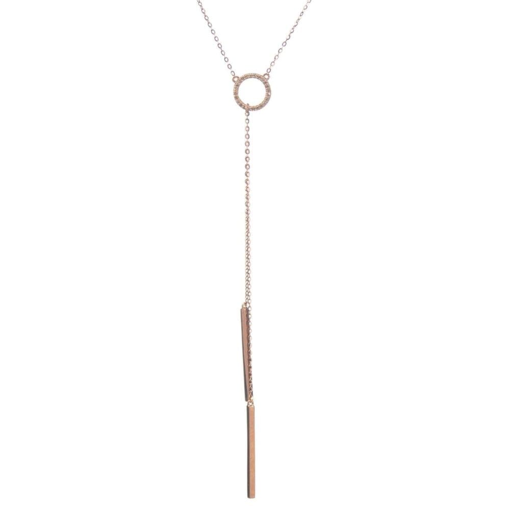 Diamond Small Open Circle Y Lariat Rose Gold