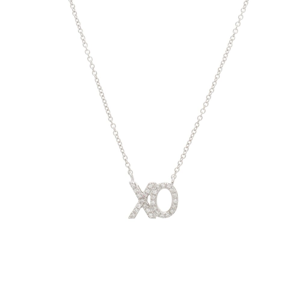 Diamond XO Necklace 14k White Gold