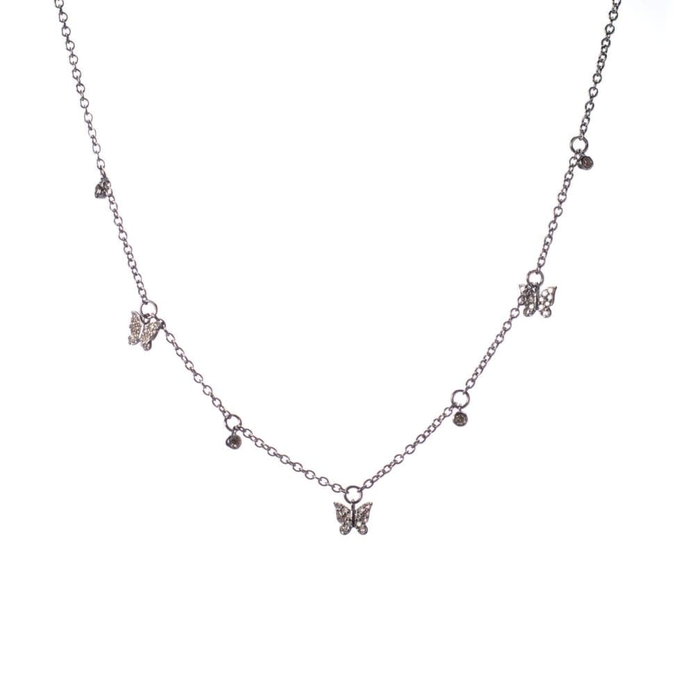 Diamond Dangling Butterfly Charm Necklace