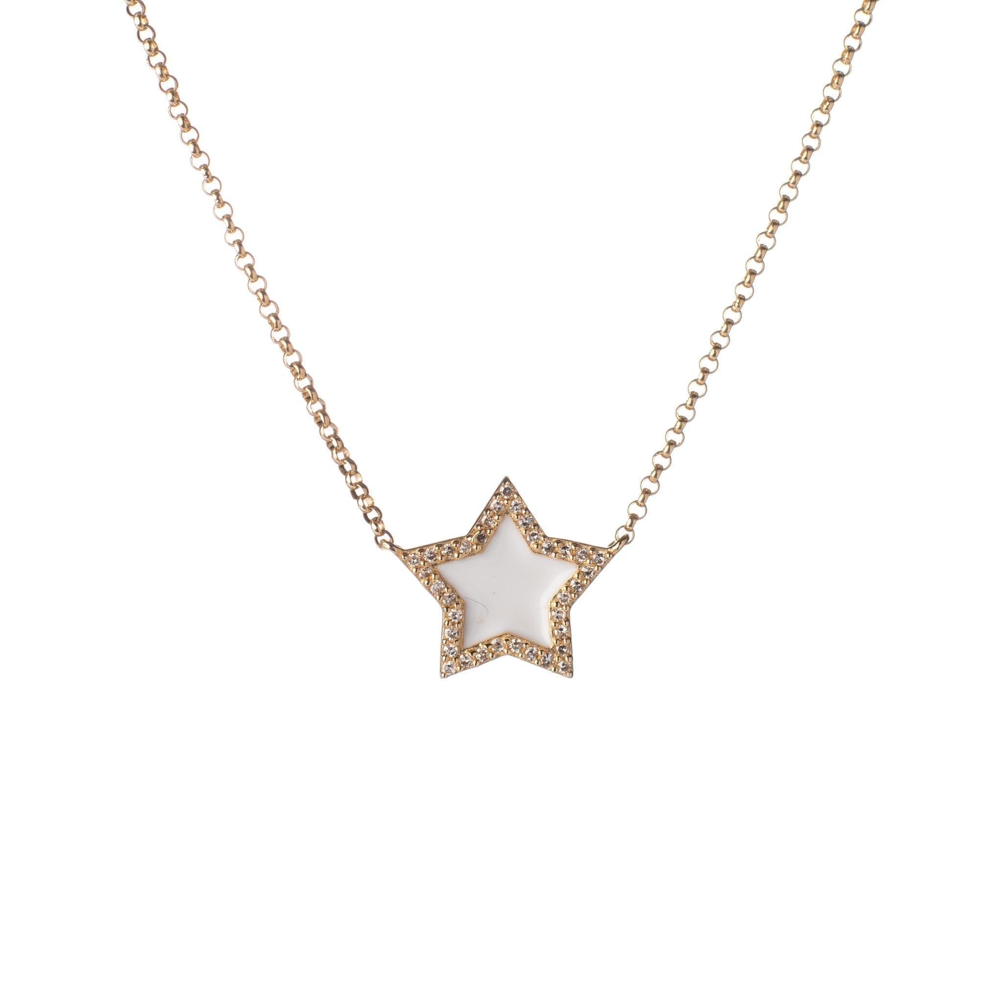 Diamond Small White Enamel Star Necklace | BE LOVED Jewelry