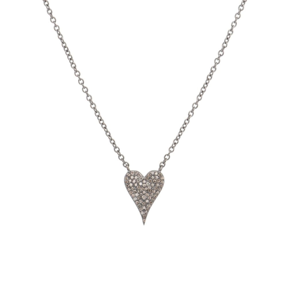 Modern Diamond Small Heart Necklace Silver