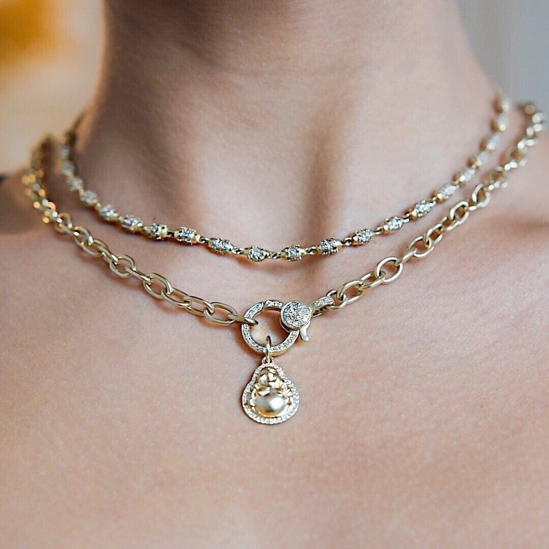 Pave Diamond Beaded Necklace