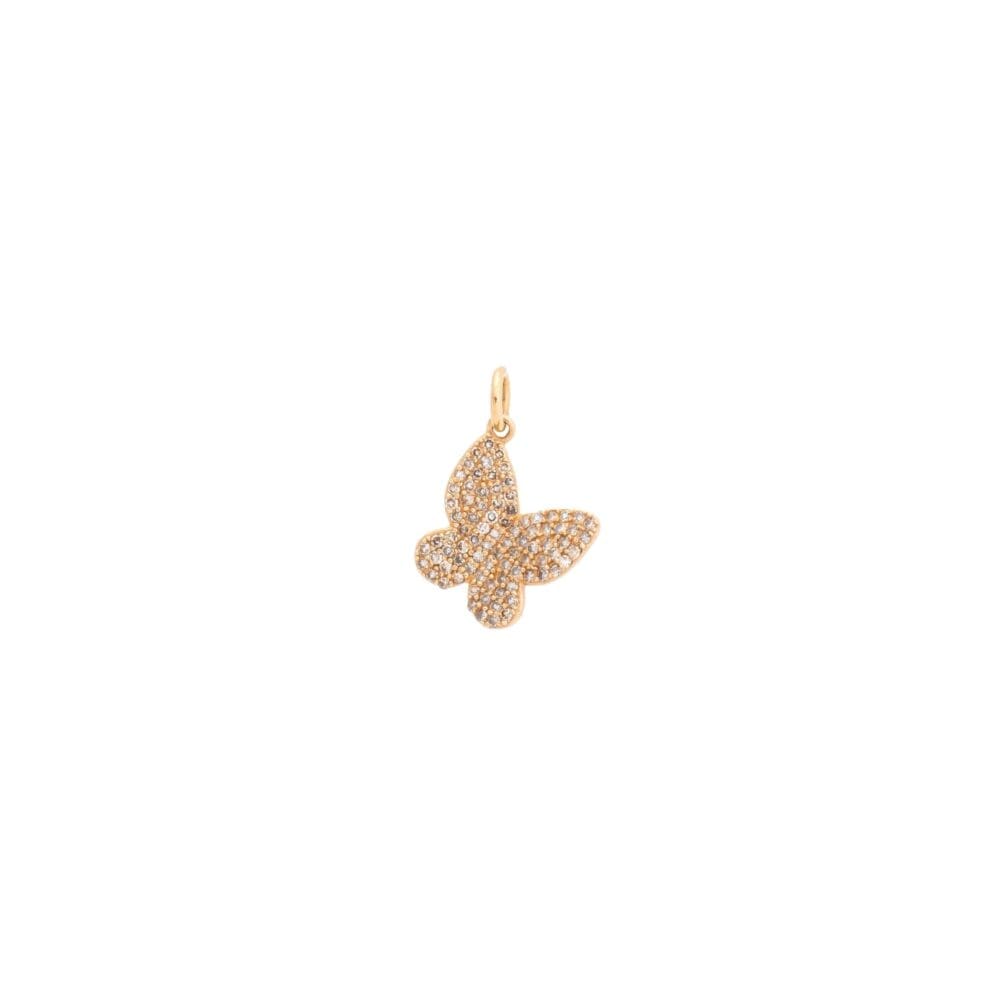 Small Diamond Butterfly Charm Rose Gold