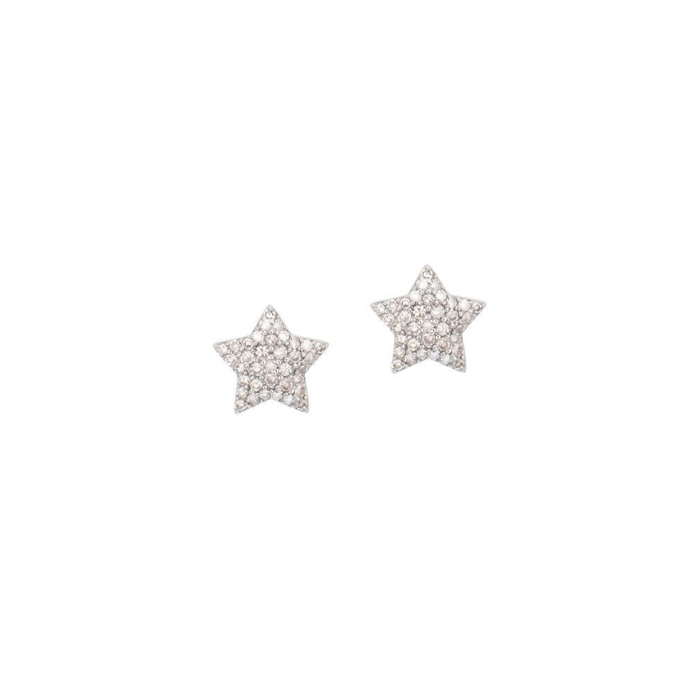 Diamond Chubby Star Studs Sterling Silver