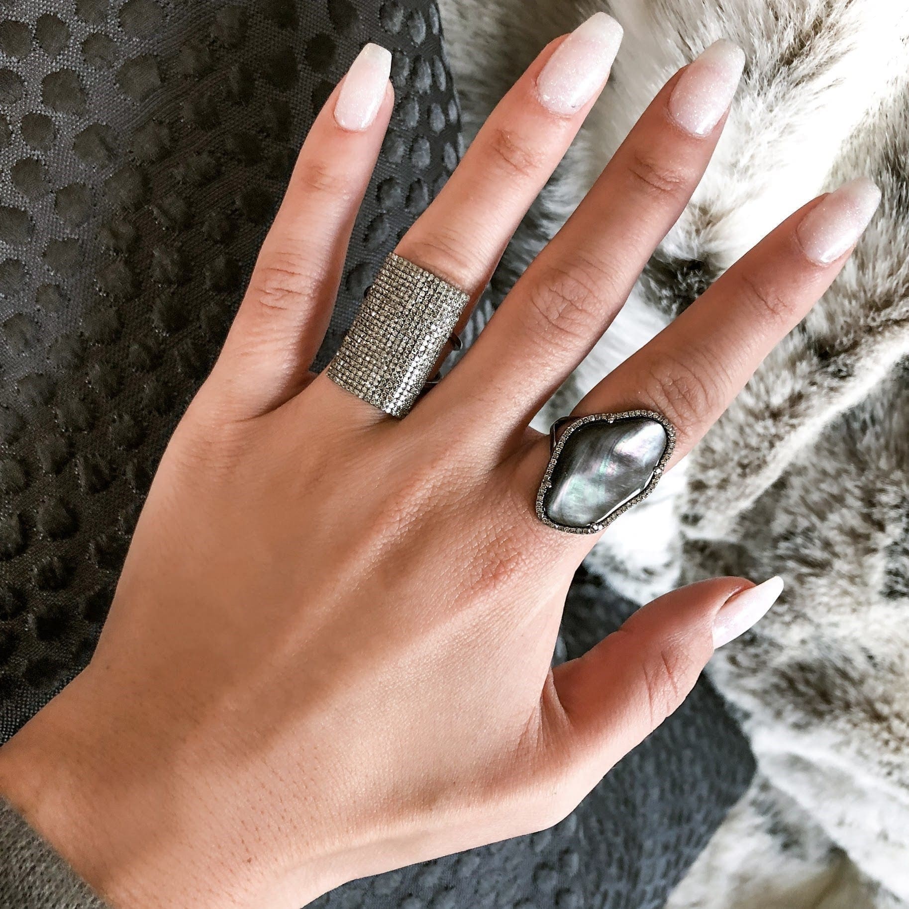 Gray Mother-of-Pearl Diamond Ring