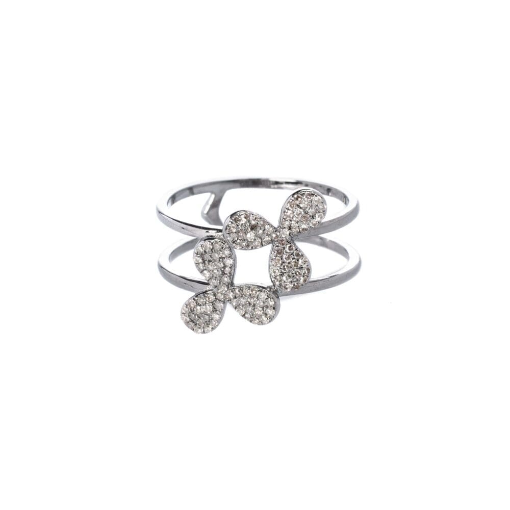 Double Daisy Open Band Ring