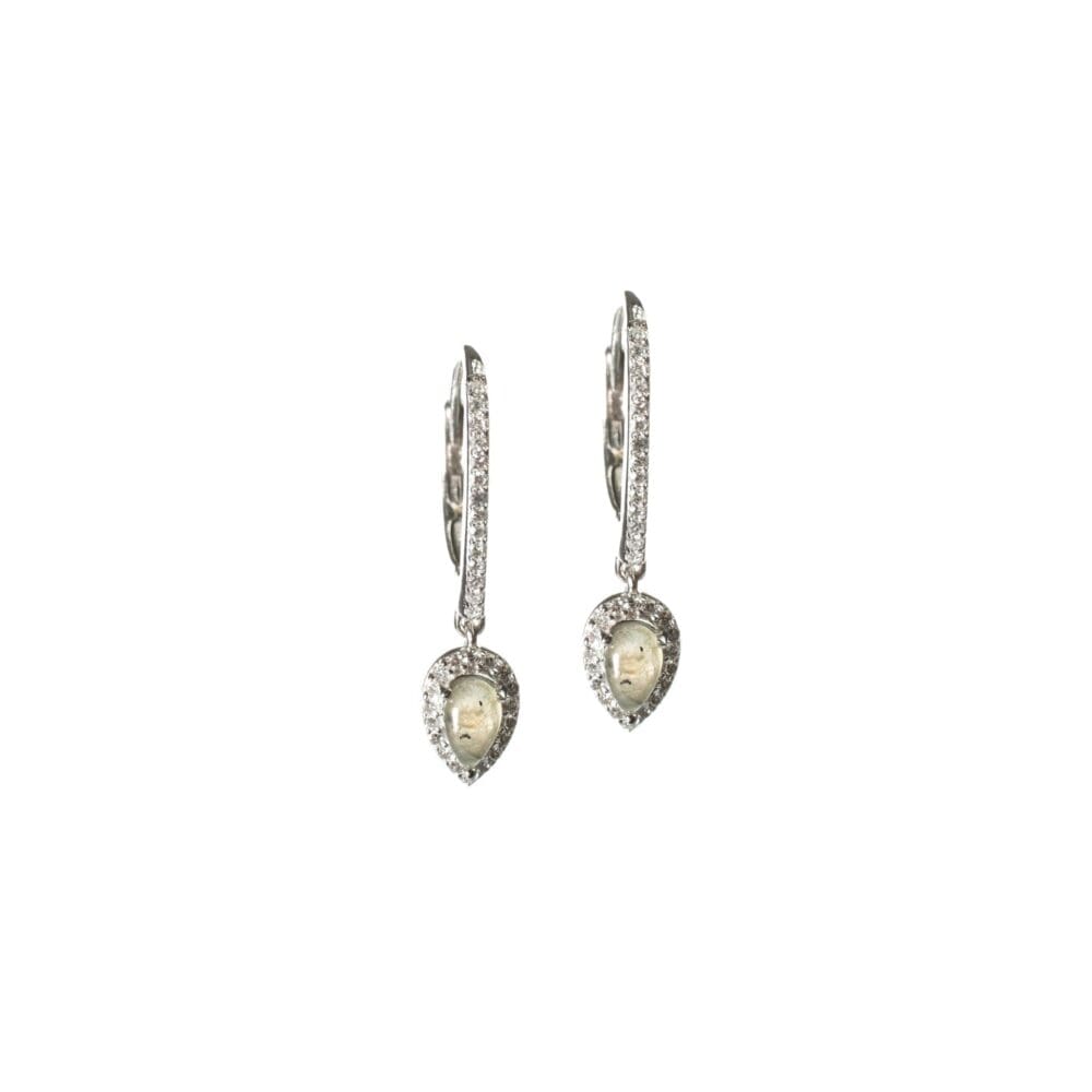 Diamond Labradorite Pear Drop Earrings