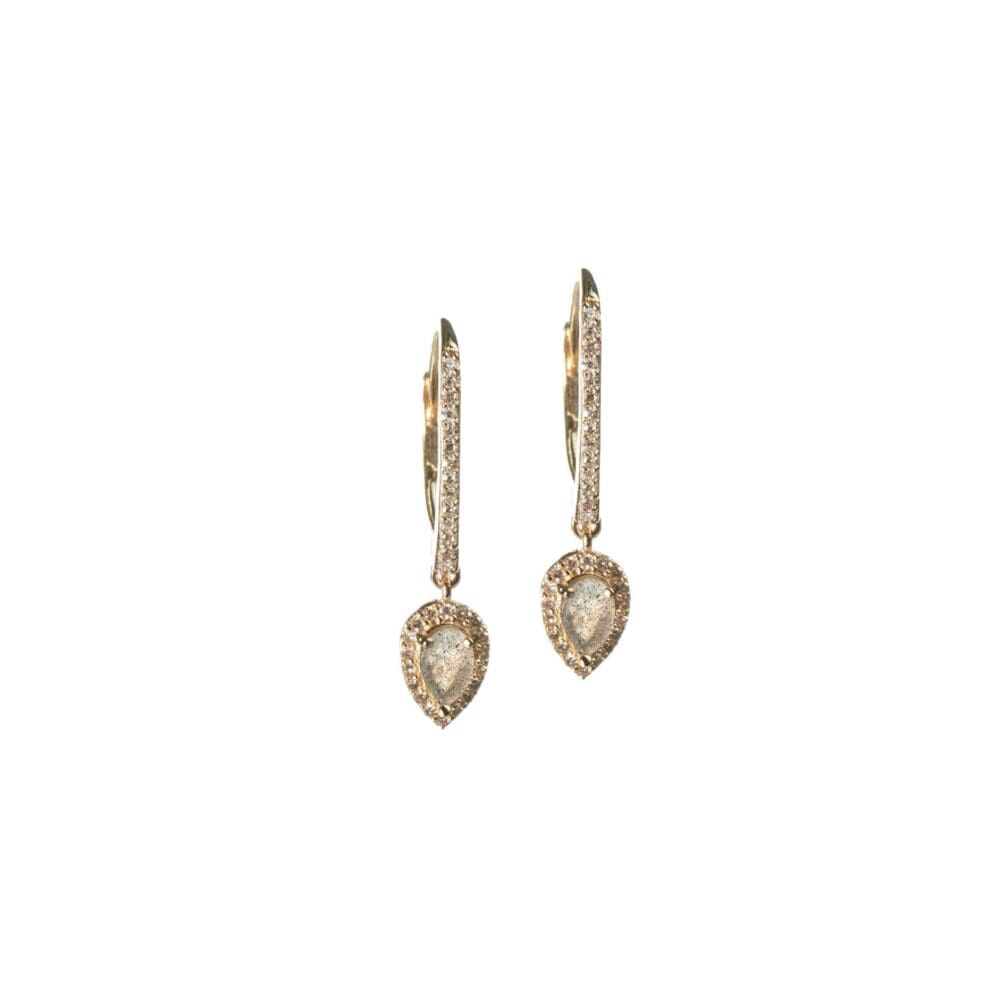 Diamond Labradorite Pear Drop Earrings