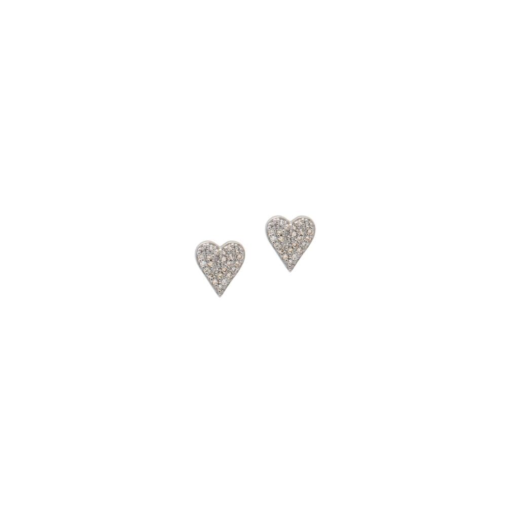 Small Diamond Heart Studs Silver