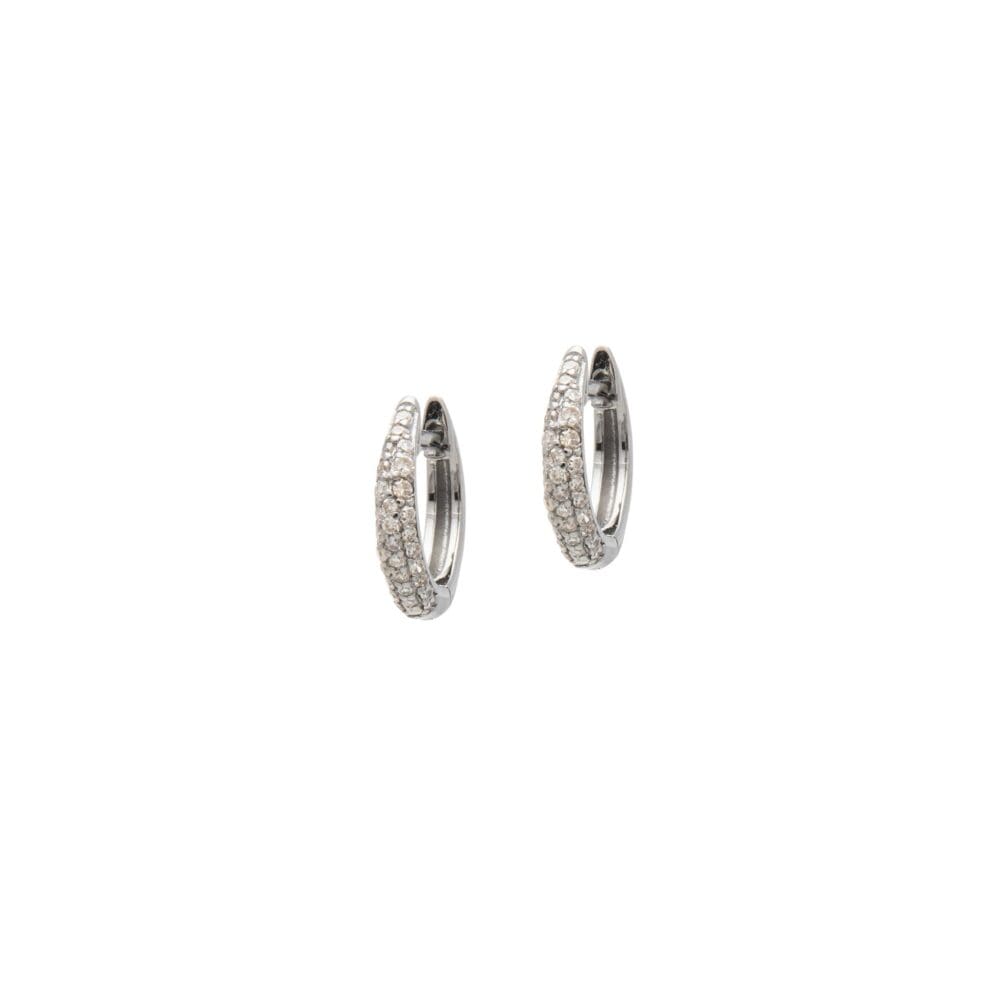 Small Tapered Diamond Huggie Earrings Sterling Silver
