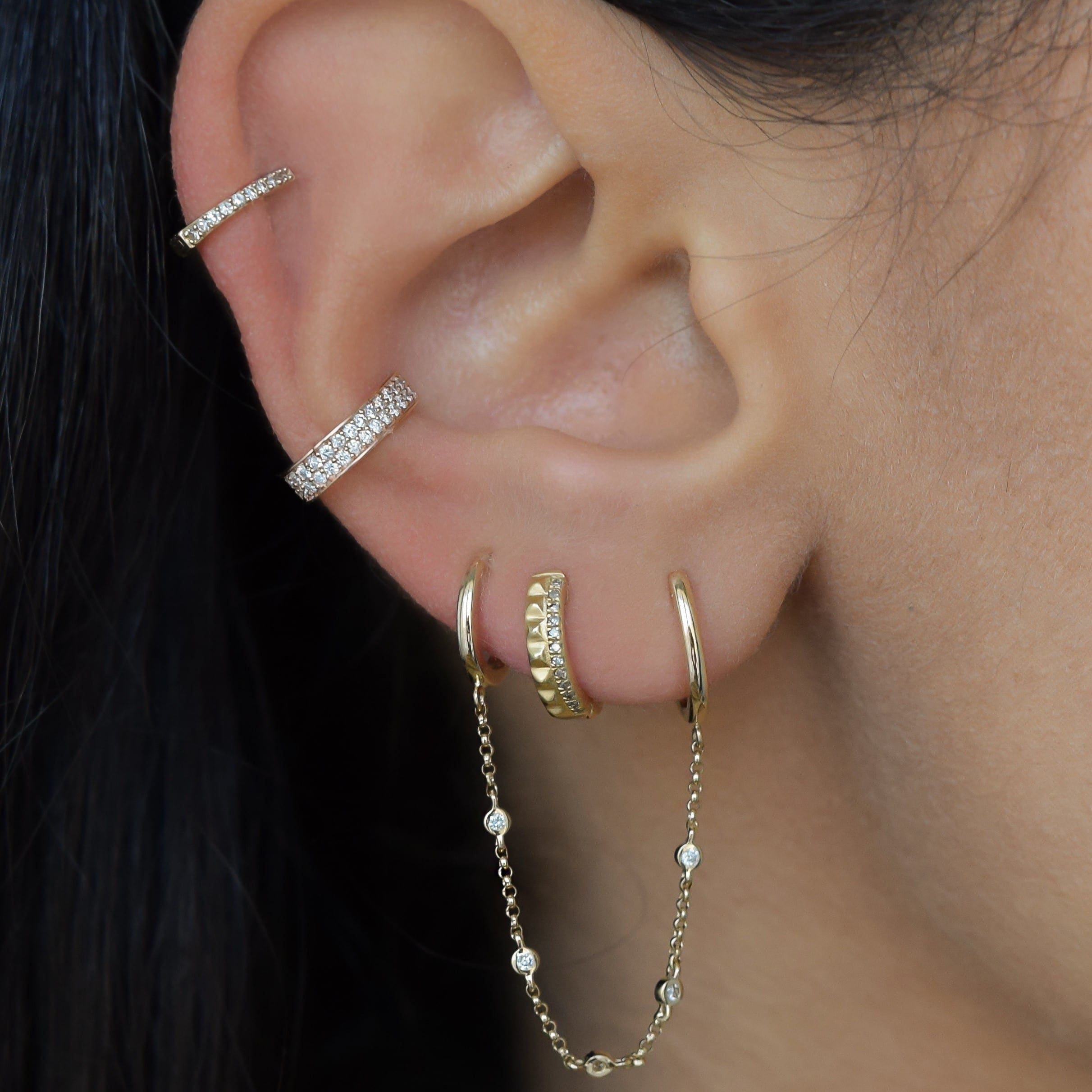 Studded Huggie Earrings with Diamonds