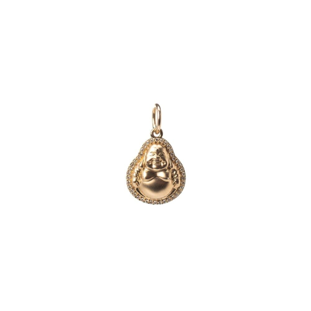 Mini Diamond Happy Buddha Charm 14k Yellow Gold