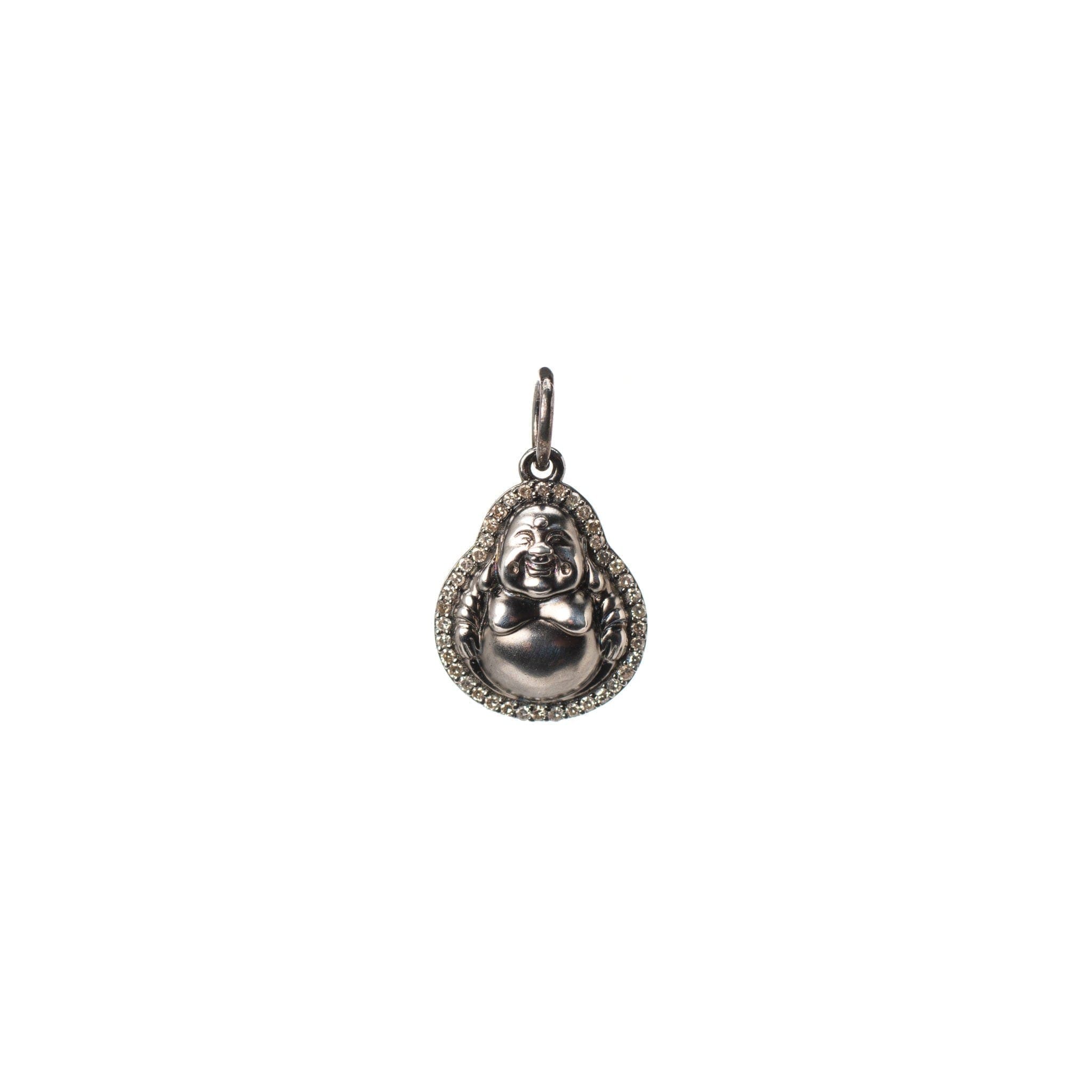 Mini Diamond Happy Buddha Charm Sterling Silver