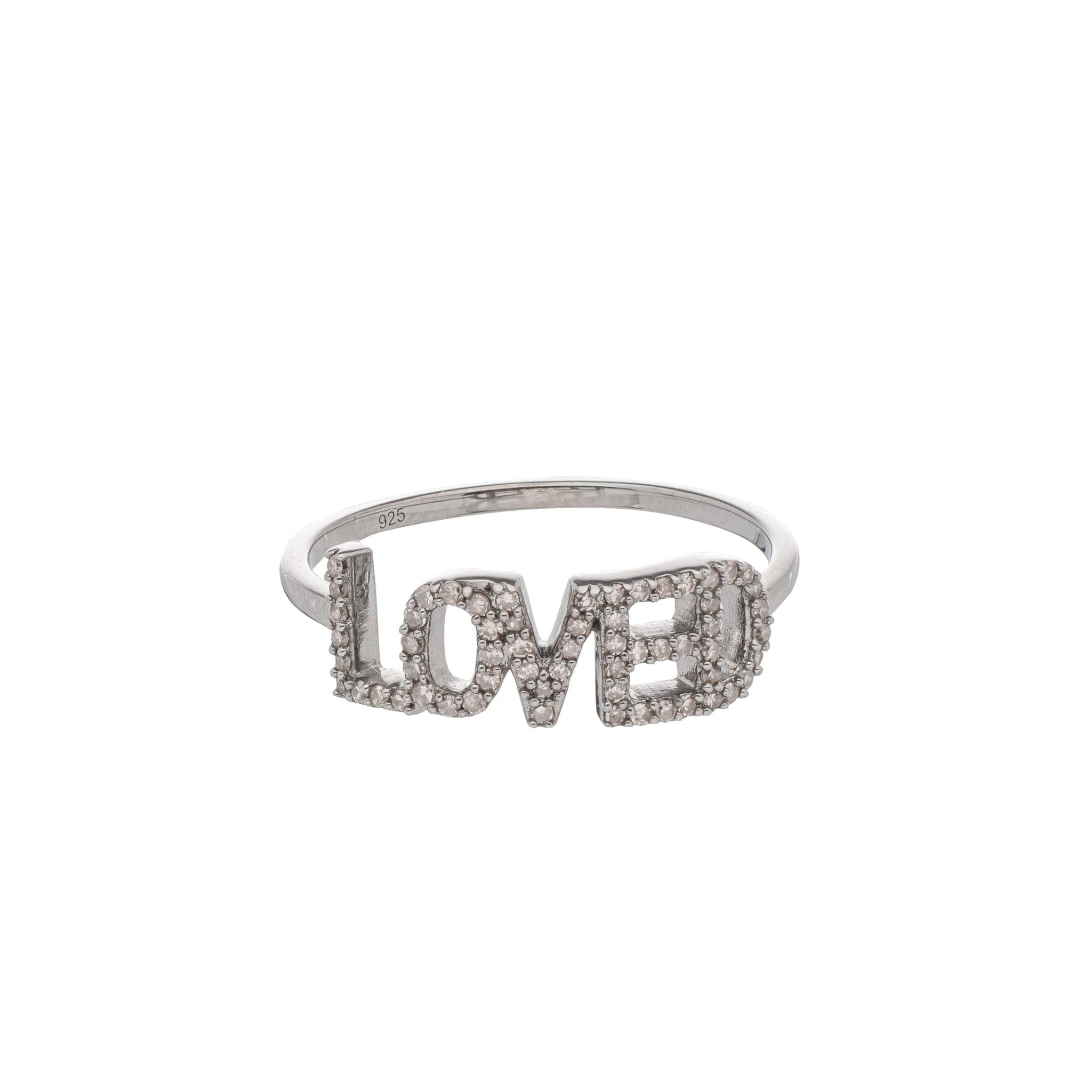 Diamond LOVED Ring Sterling Silver