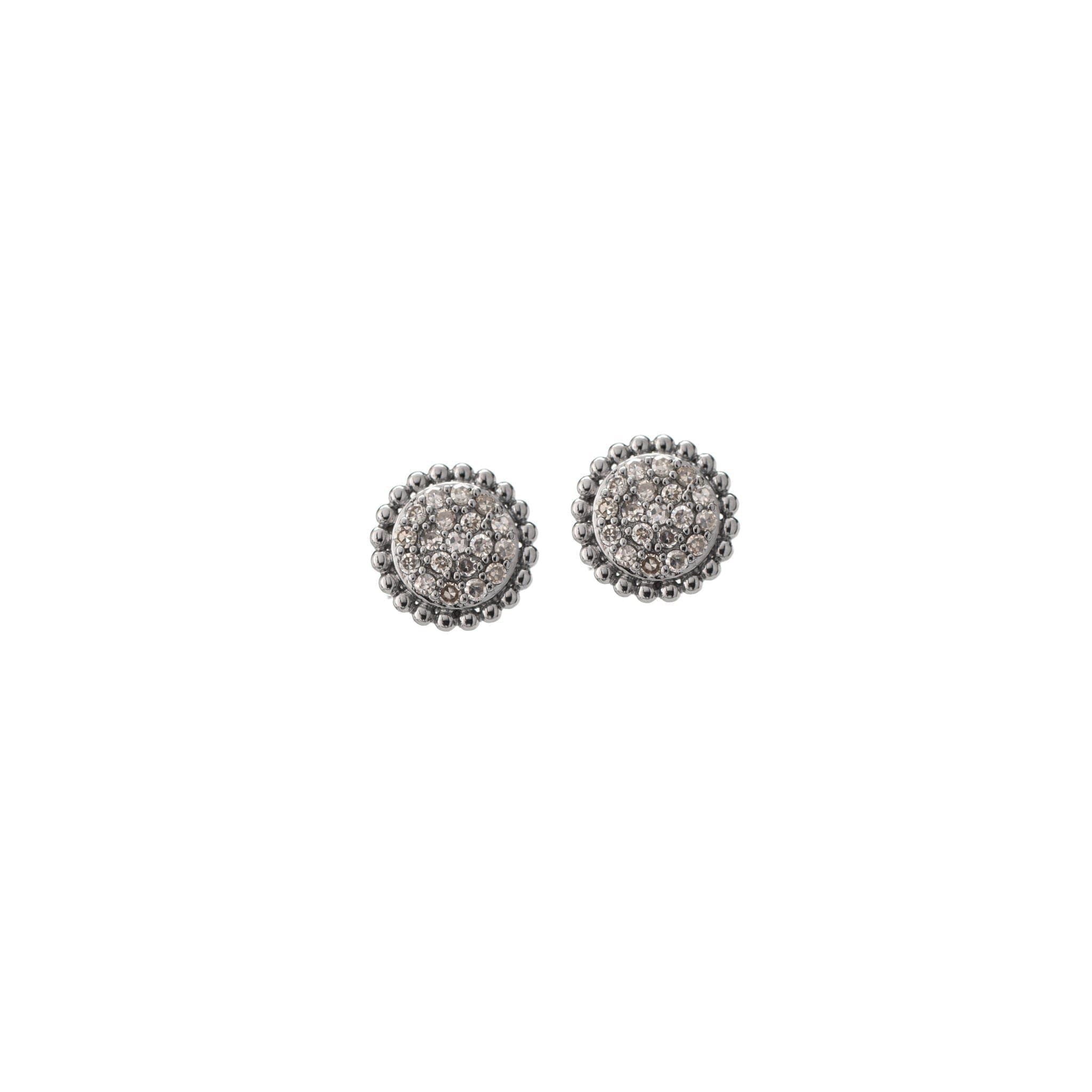 Diamond Pave Beaded Earrings Sterling Silver