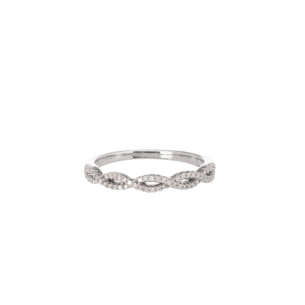 Diamond Twist Stacking Ring Sterling Silver