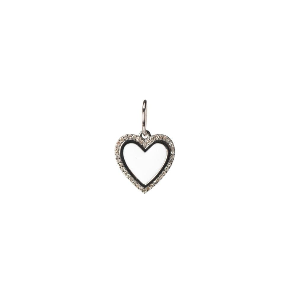 Mini Diamond + White Enamel Heart Charm