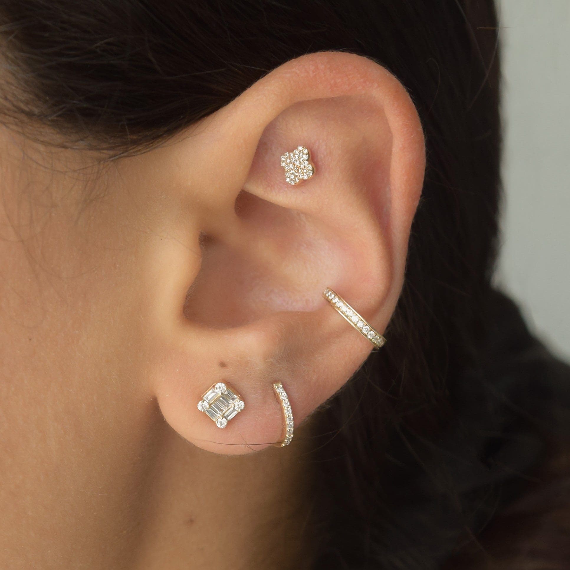 Diamond Square Baguette Earrings