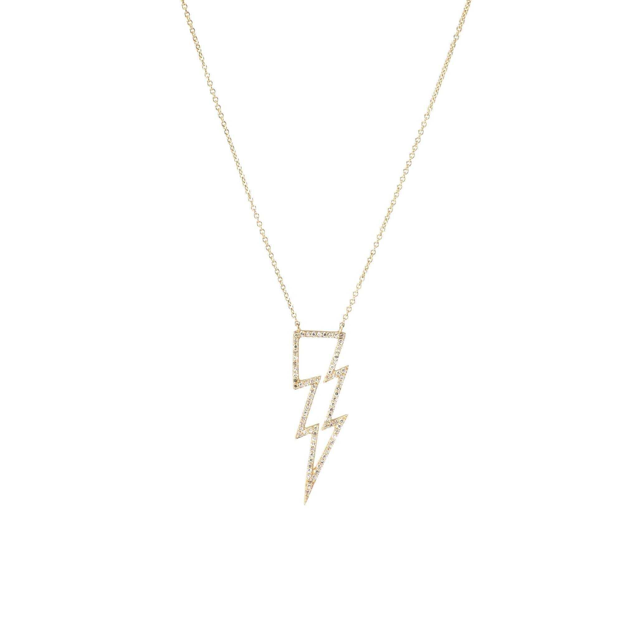 Open Design Diamond Lightning Bolt Necklace Yellow Gold