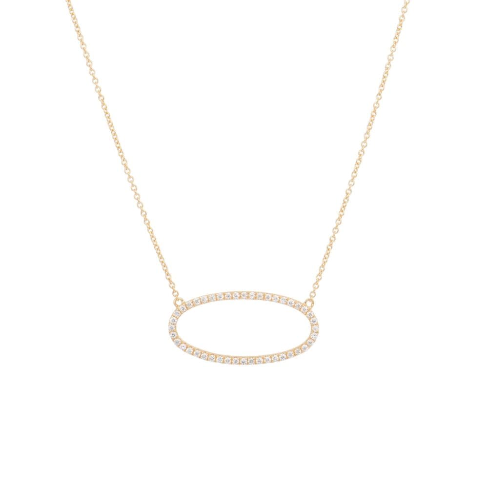 Diamond Open Oval Necklace Yellow Gold