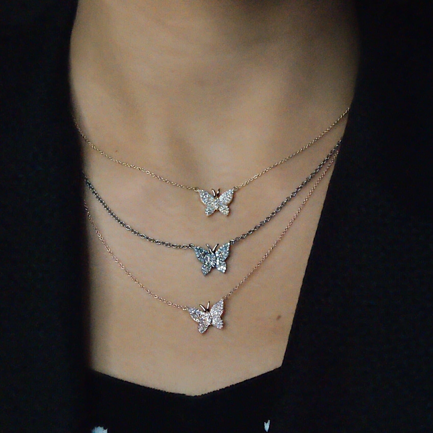 Medium Diamond Butterfly Necklace