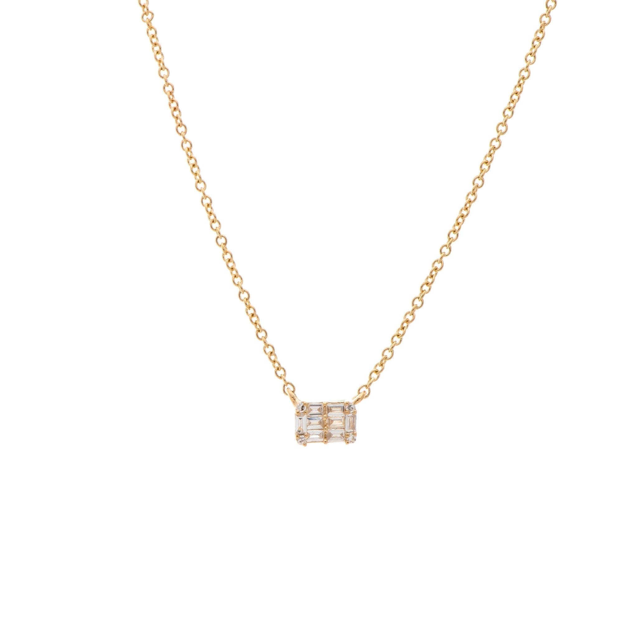 Mini Diamond Baguette Necklace 14k Yellow Gold