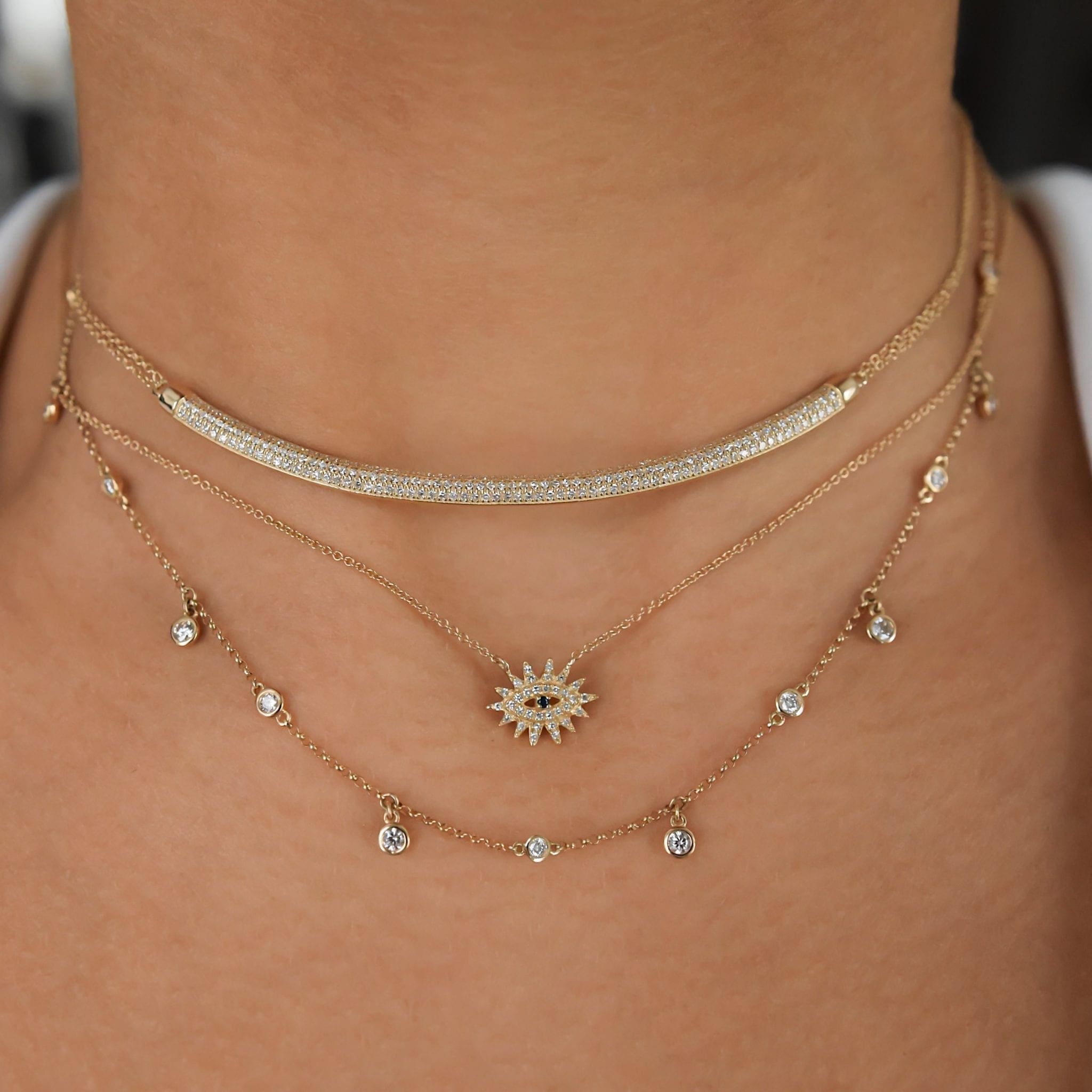Mini Diamond Evil Eyelash Necklace