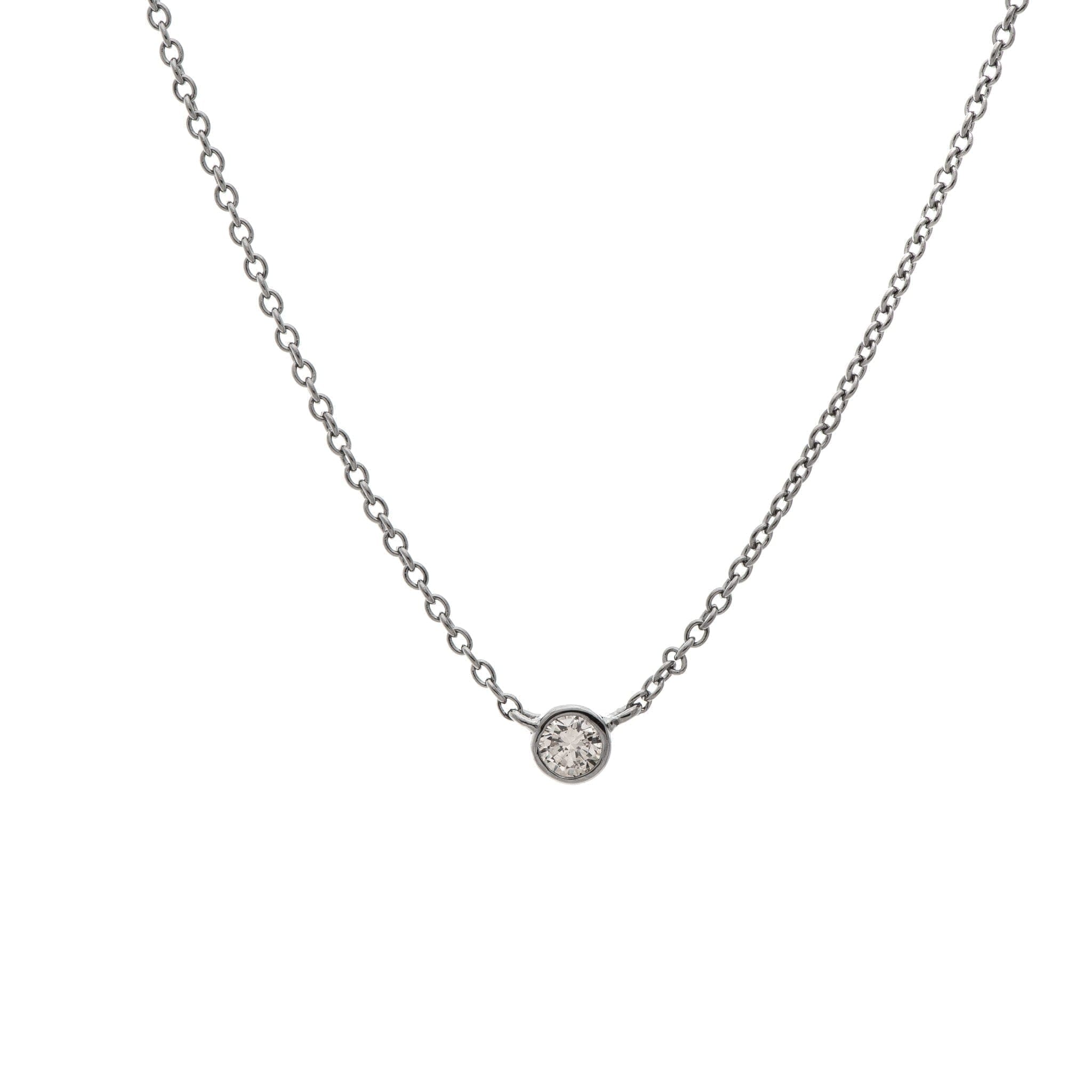 Mini Diamond Solitaire Necklace Sterling Silver