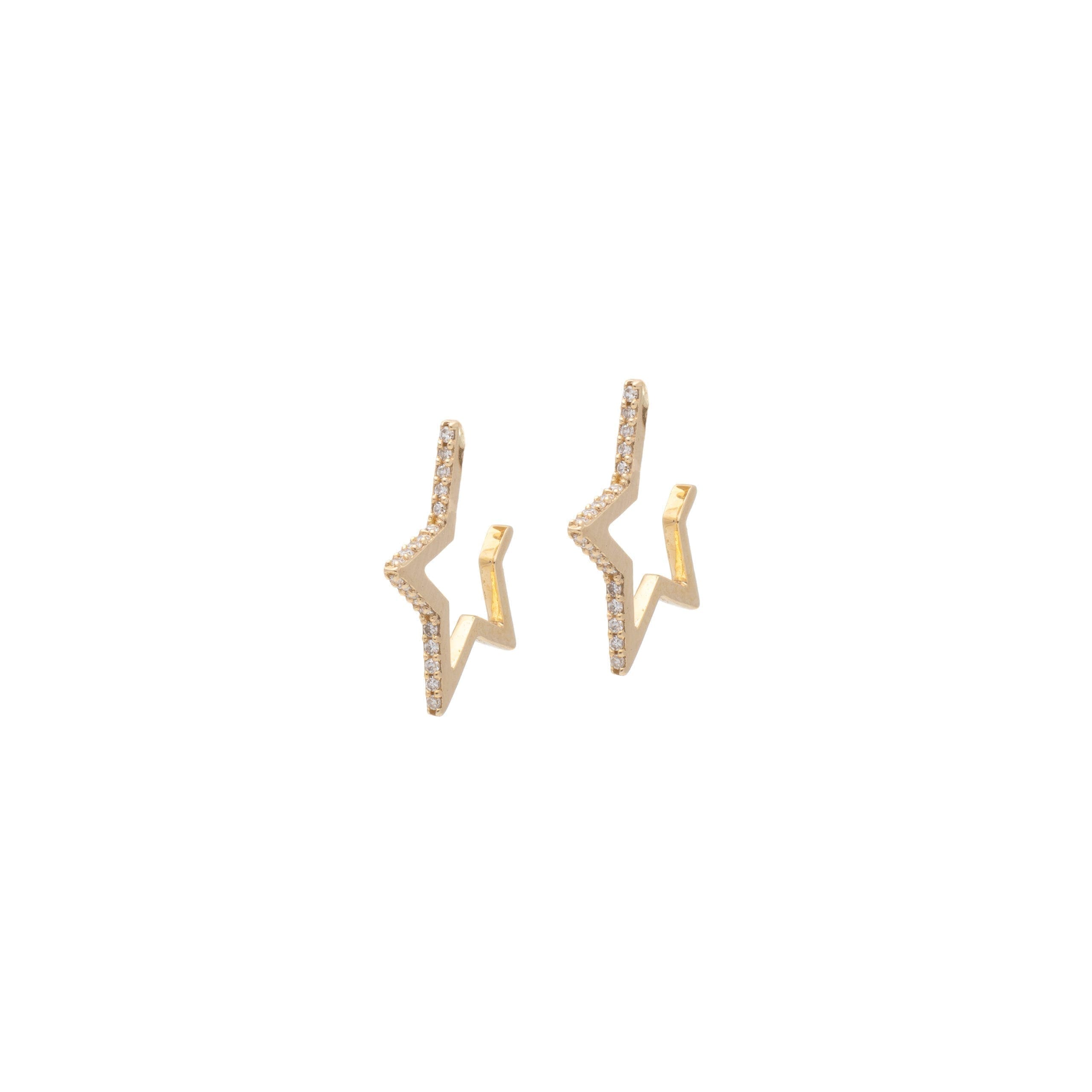 Mini Diamond Star Silhouette Hoop Earrings