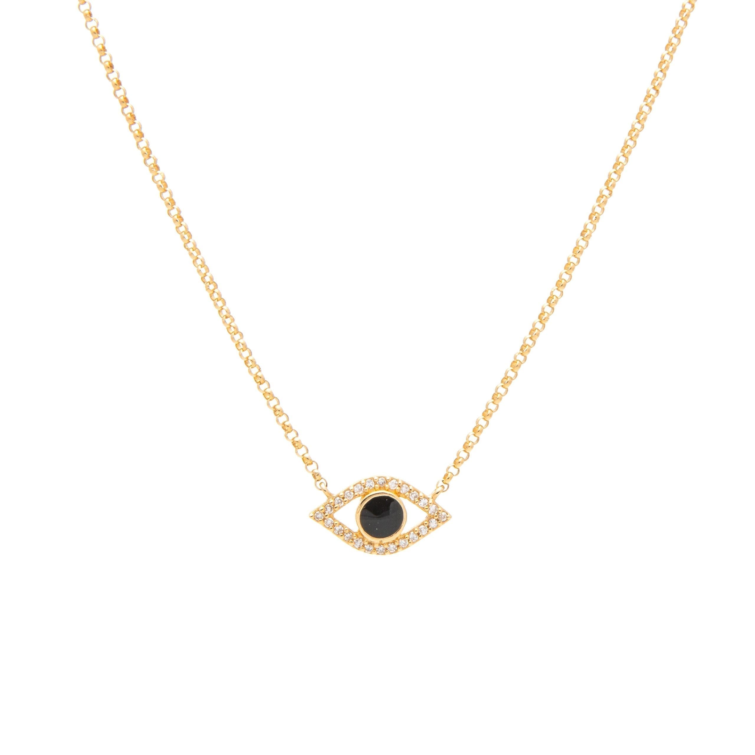 Casi Enamel Striped Evil Eye Choker Necklace Gold/Black