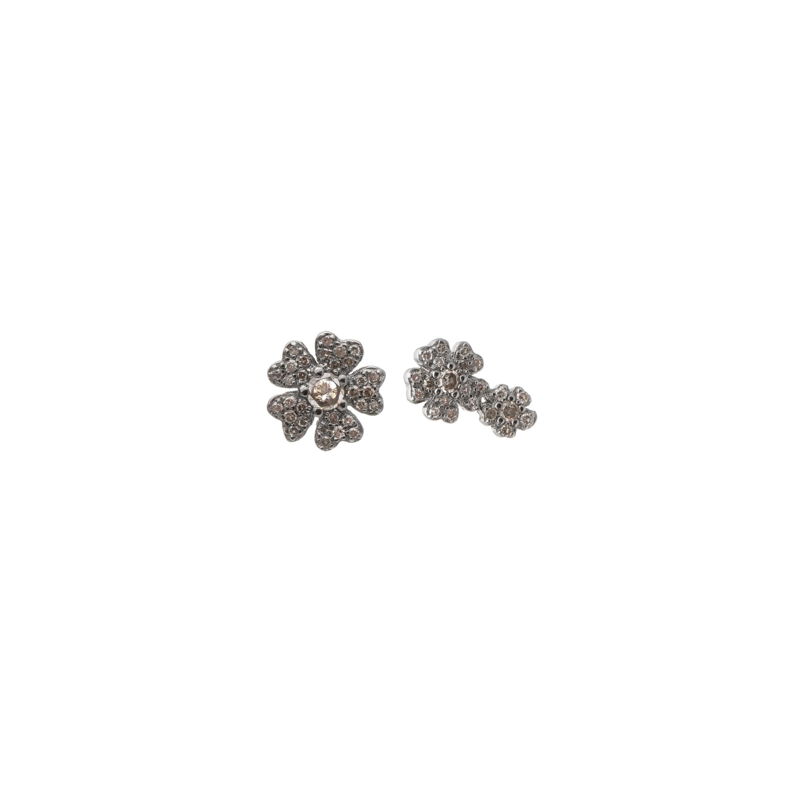 Diamond Double Flower Earrings