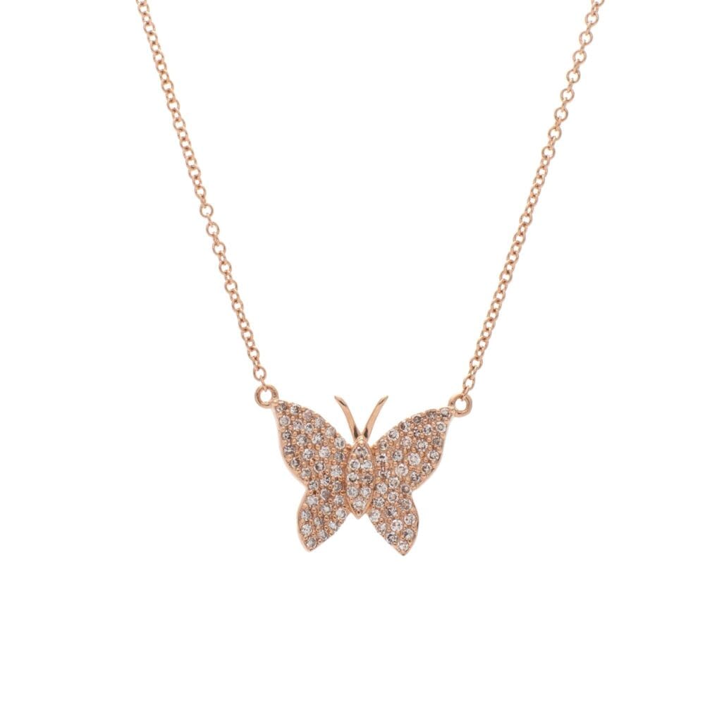 Medium Diamond Butterfly Necklace Rose Gold