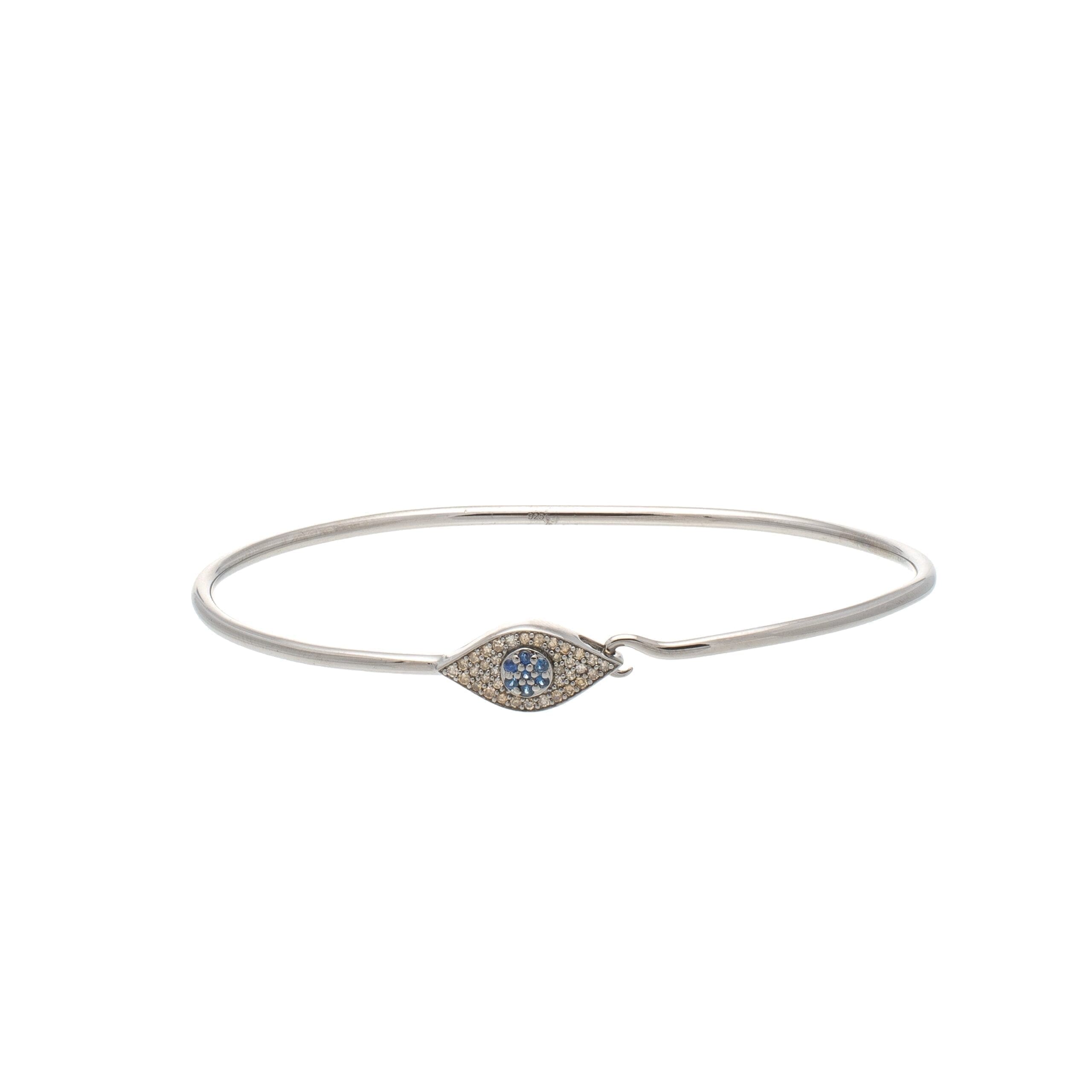 Diamond + Sapphire Evil Eye Wire Bracelet | BE LOVED Jewelry