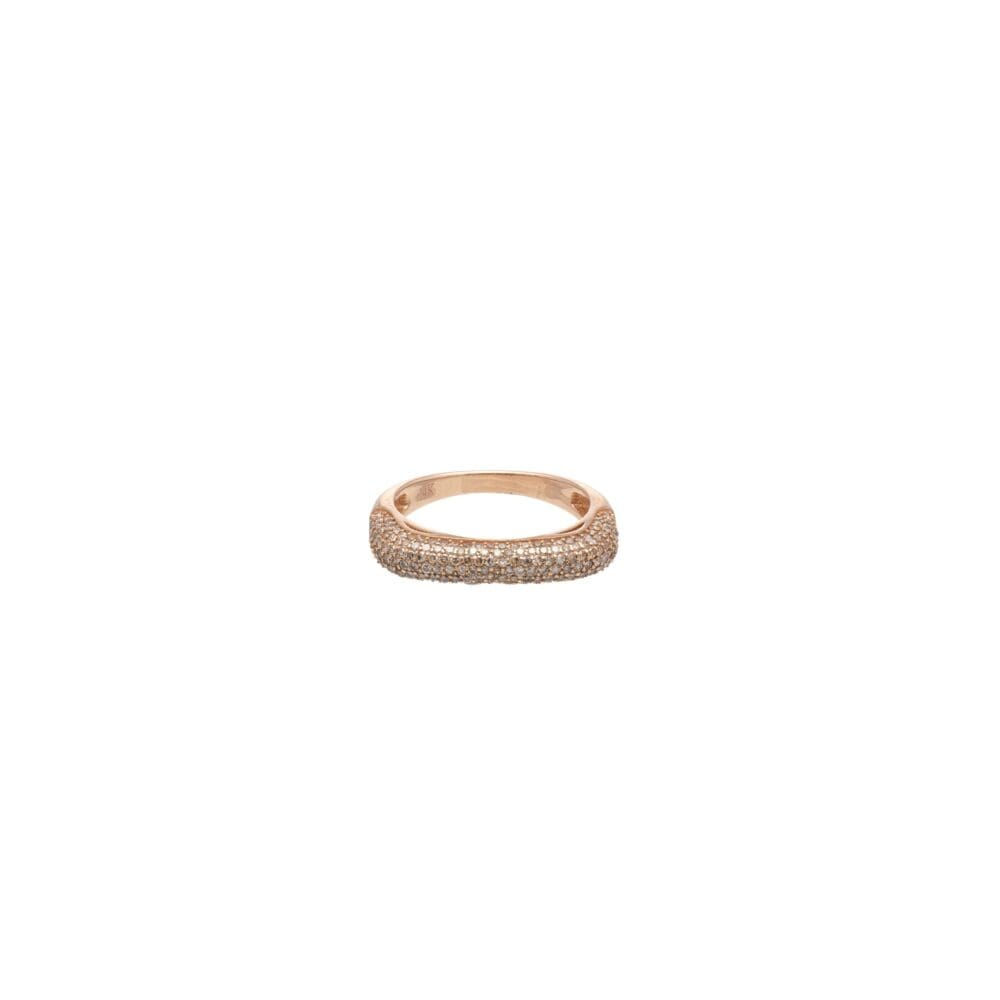 Pave Diamond Squared Eternity Band Rose Gold