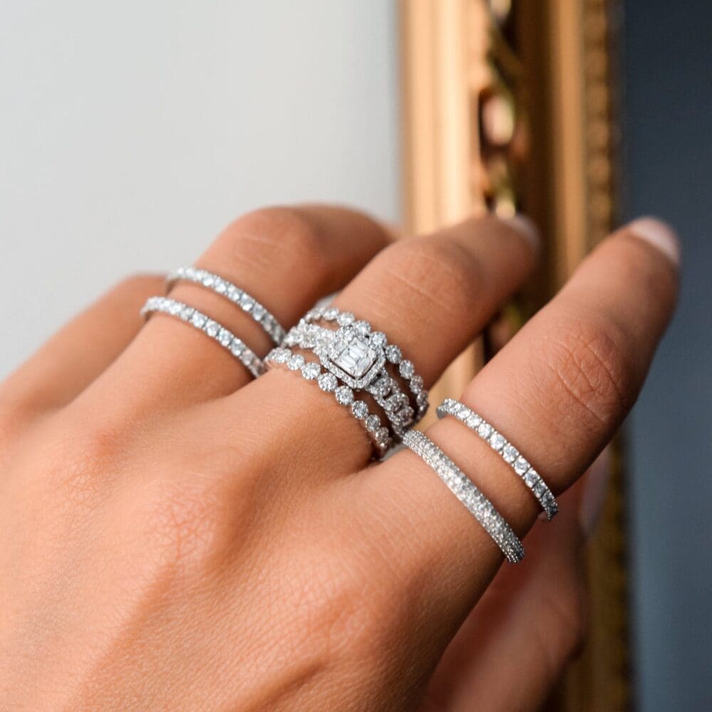 Diamond Baguette Link Chain Ring