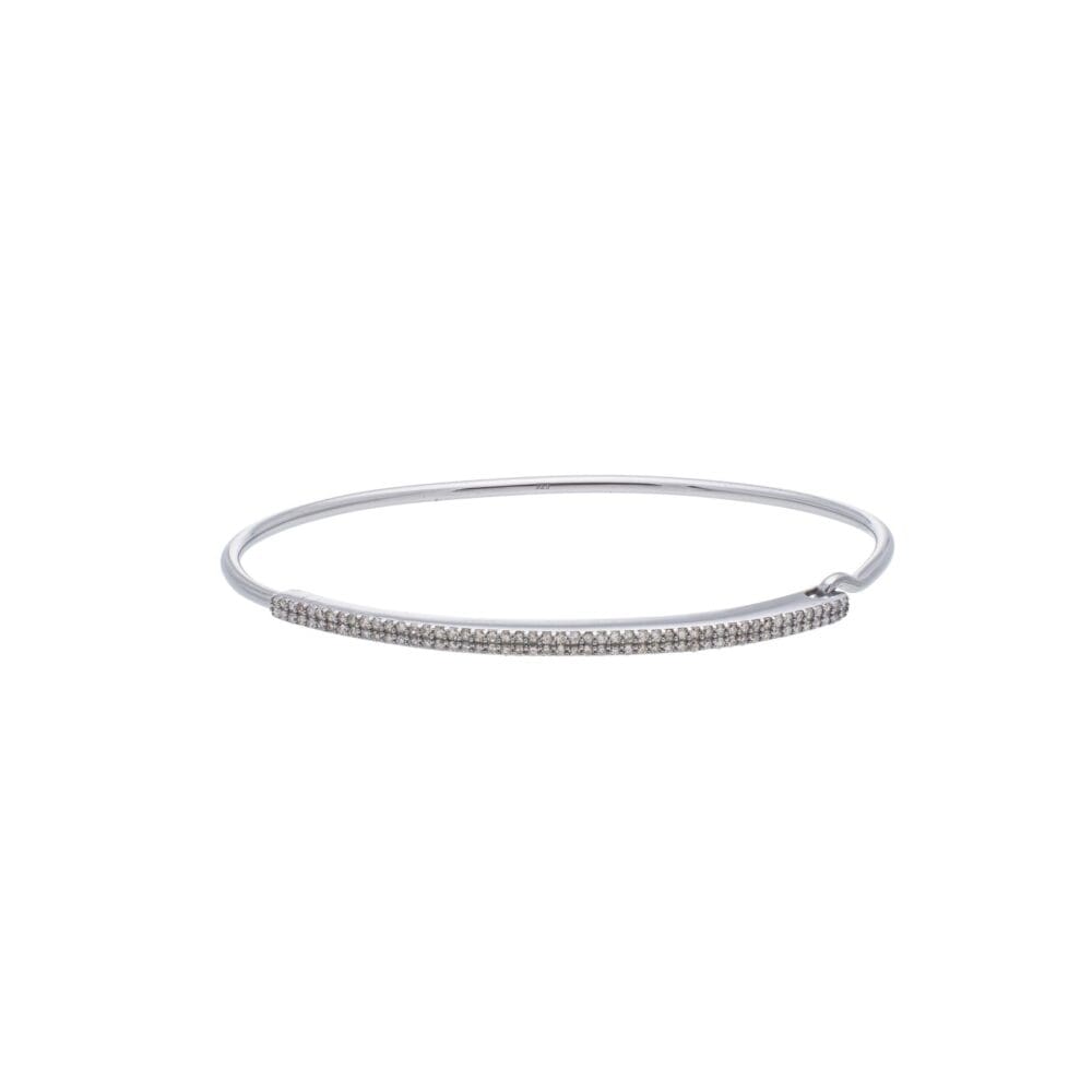 Diamond Bar Wire Bracelet Sterling Silver