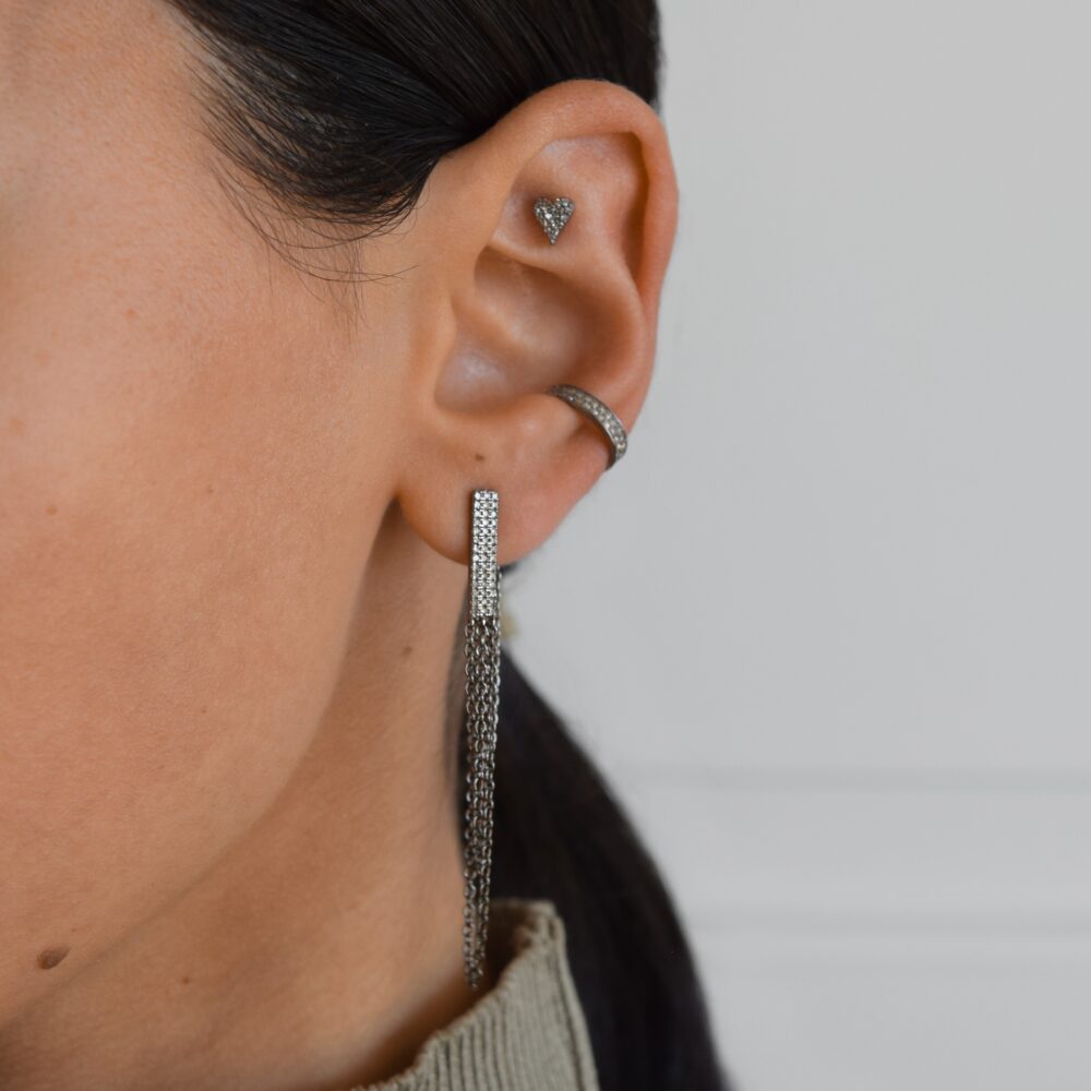 Diamond Rectangle Multi Chain Earrings