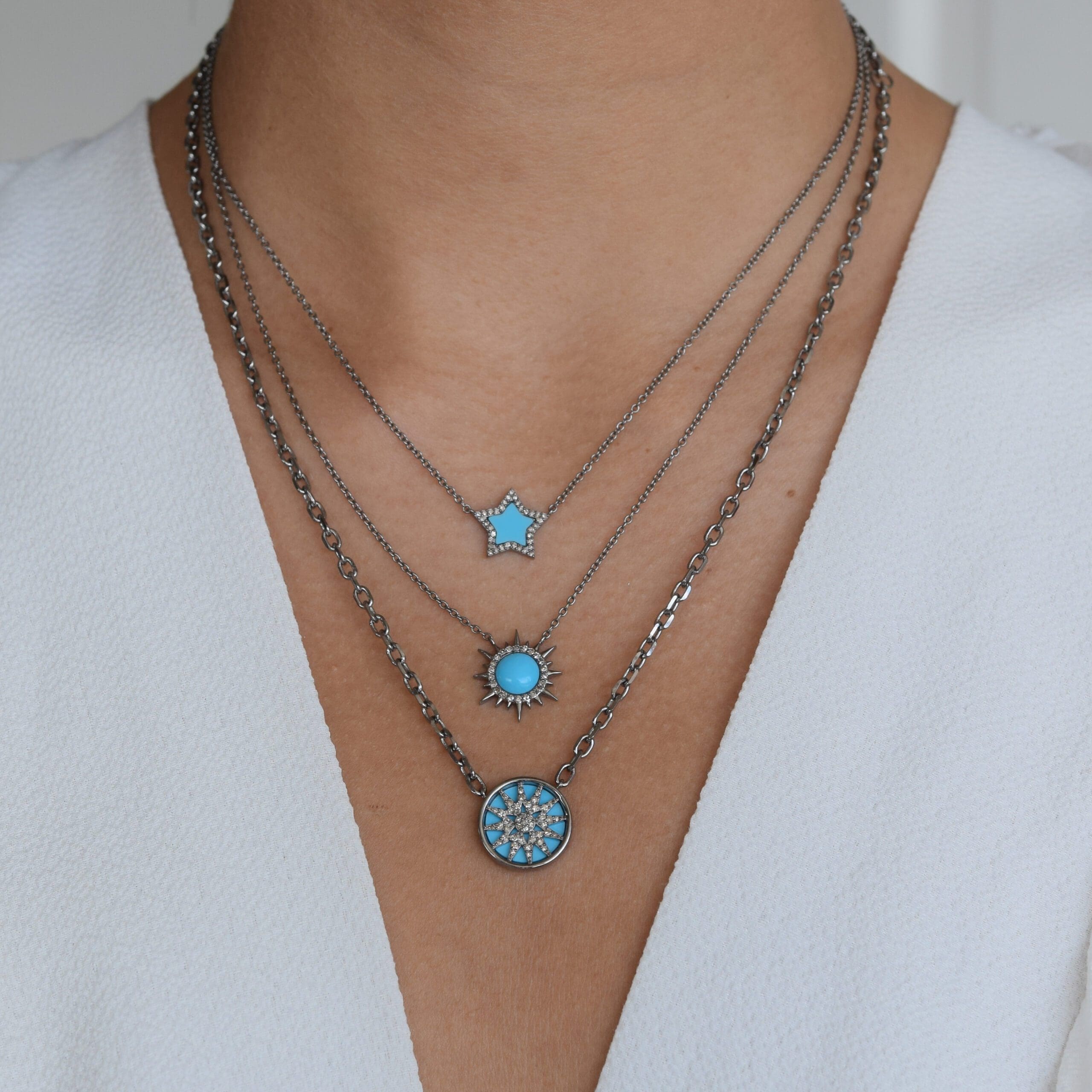 Diamond Small Turquoise Star Necklace