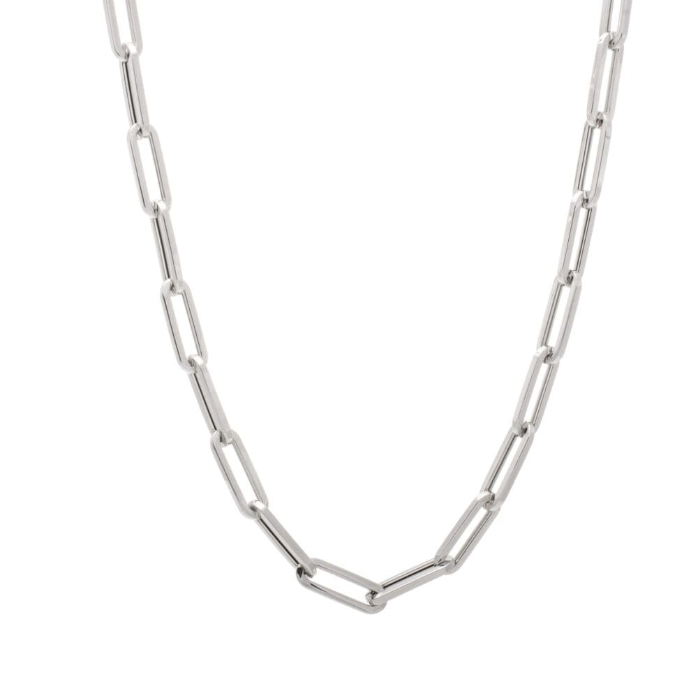 Large Chain Link Necklace White Gold