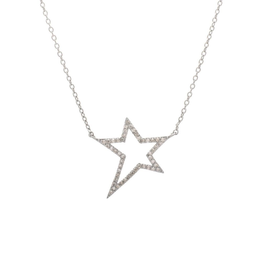 Small Diamond Star Statement Necklace Sterling Silver