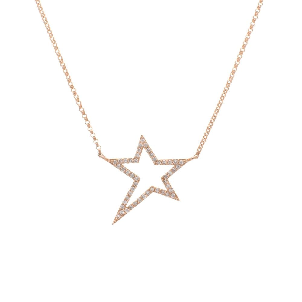 Small Diamond Star Statement Necklace Yellow Gold