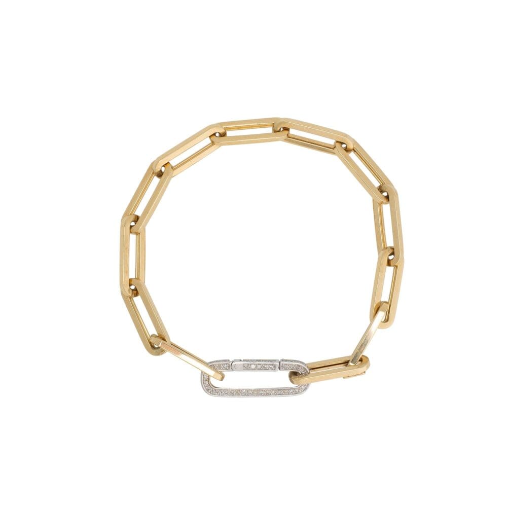 Medium Chain Link Bracelet + Pave Diamond Gold Link Connector Clasp