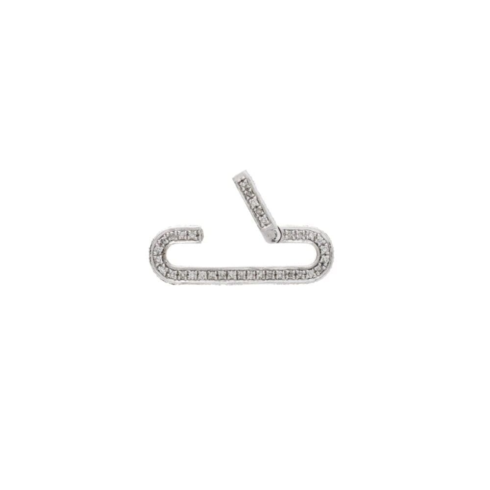 Pave Diamond Link Connector Clasp 14k White Gold Open