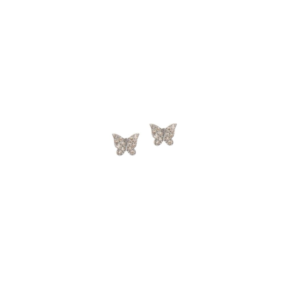 Mini Diamond Butterfly Earrings Sterling Silver