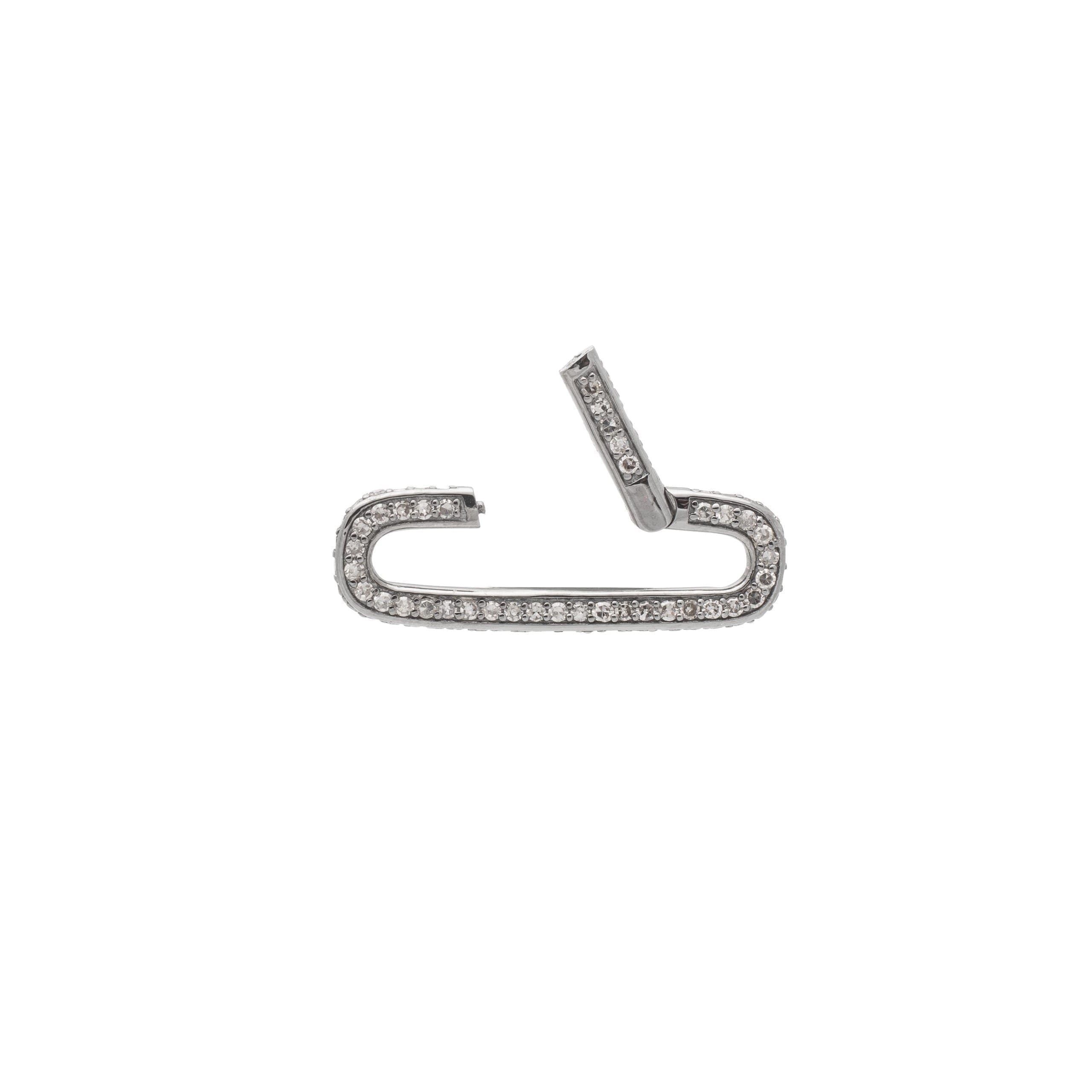 Pave Diamond Link Connector Clasp Sterling Silver Open
