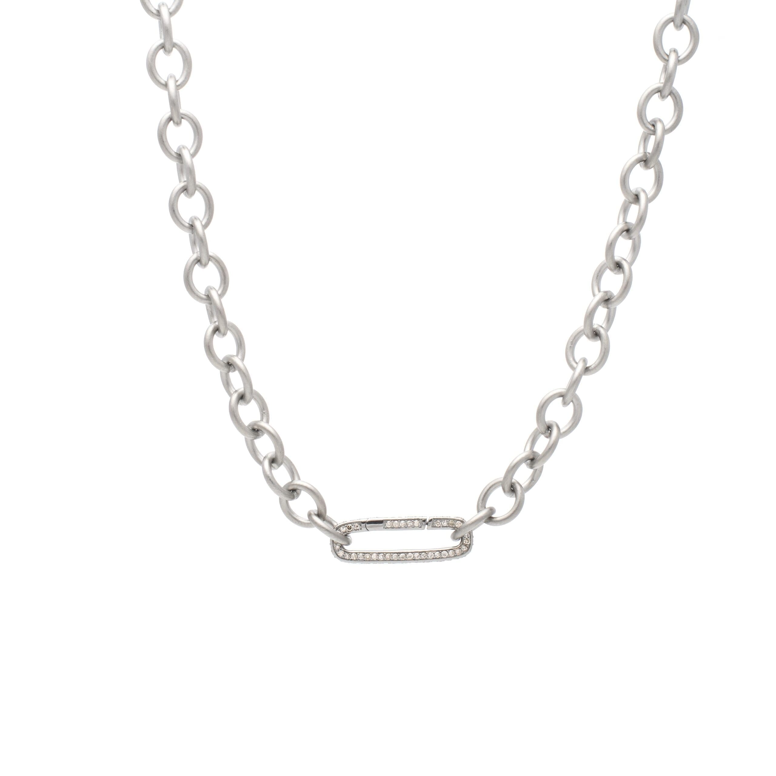 Small Chain Link Necklace + Mini Pave Diamond Link Connector Clasp