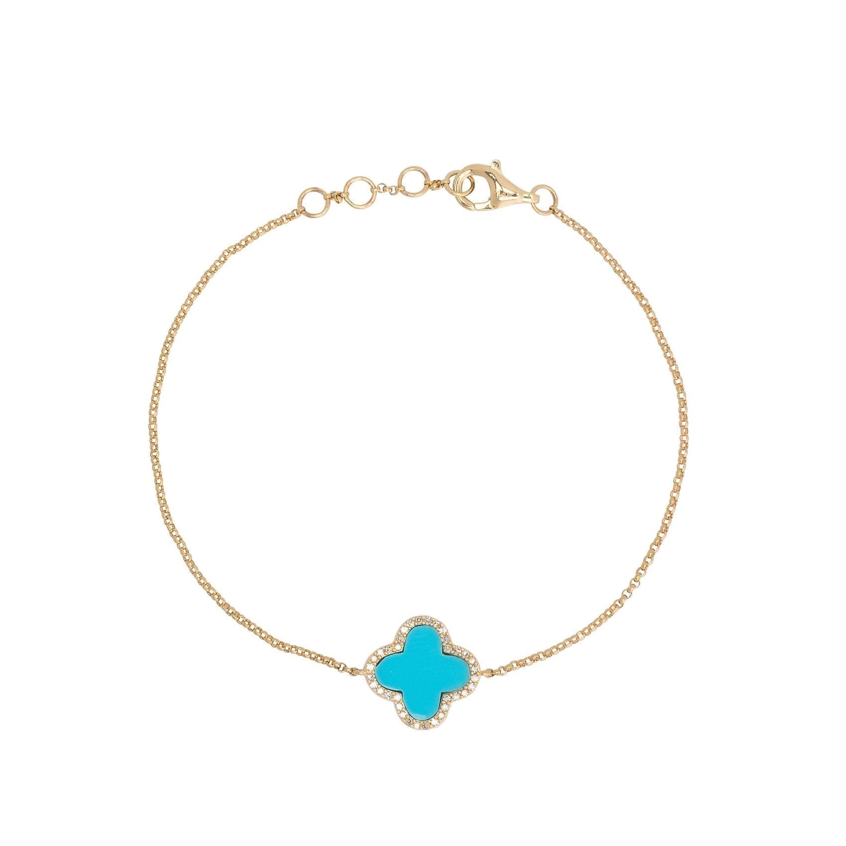 Diamond Small Turquoise Clover Bracelet | BE LOVED Jewelry