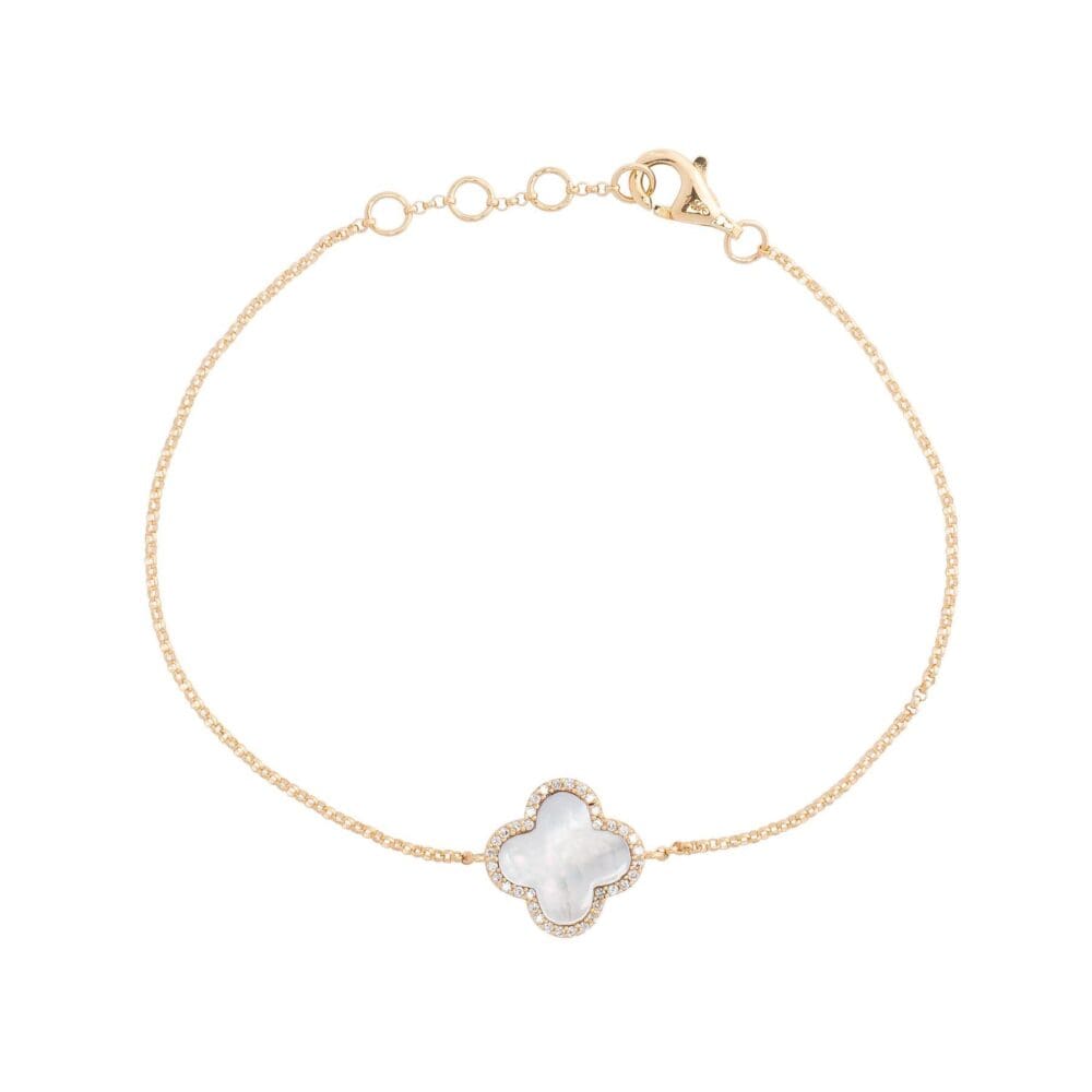 Diamond Small Mother-of-Pearl Clover Bracelet Yellow Gold